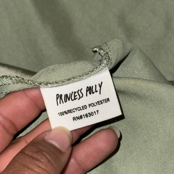 Princess Polly Maia Long Sleeve Mini Dress Women's 6 Sage Green Cowl Neck - Picture 9 of 9